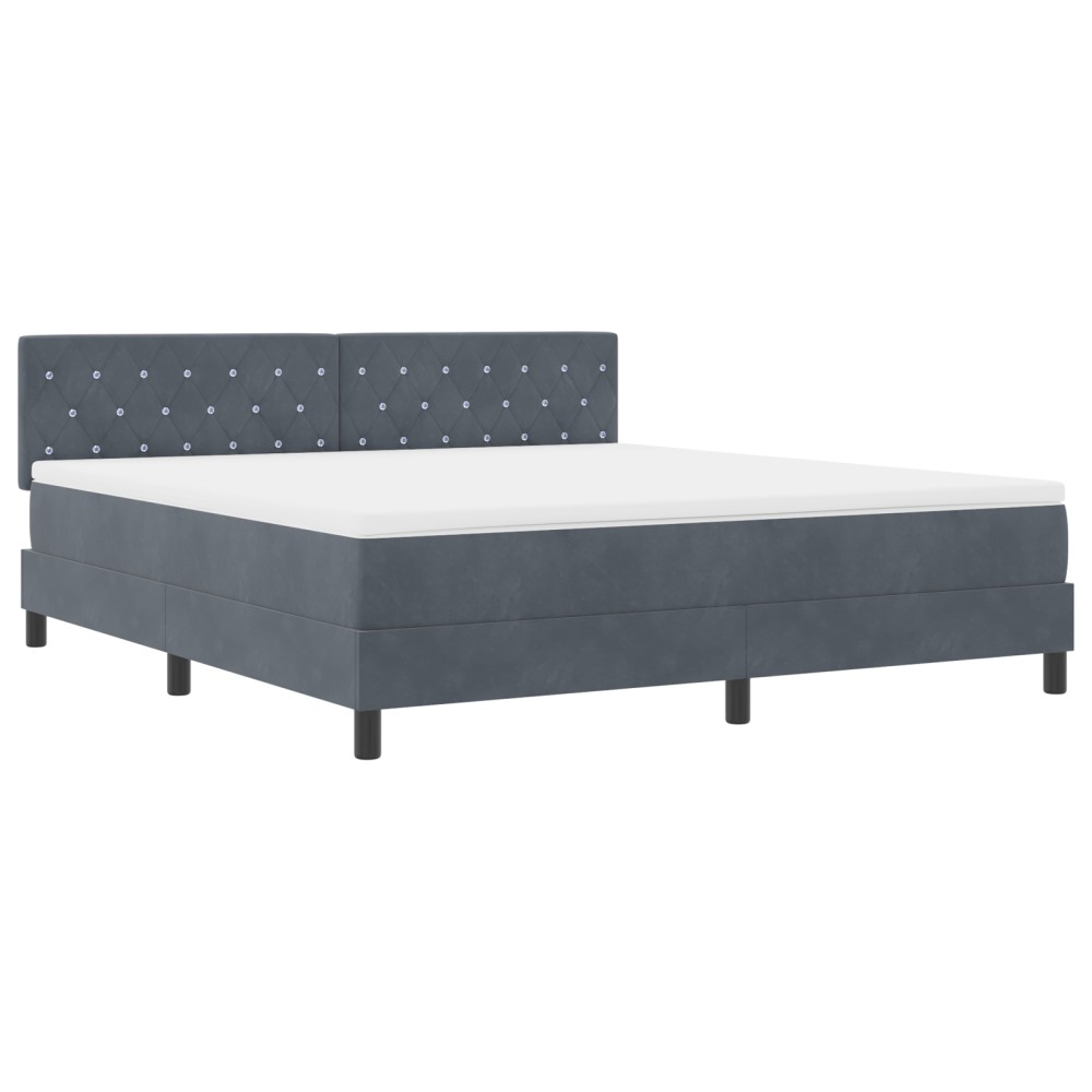 vidaXL Pat cu Arcuri și Saltea Gri închis 180 x 200 cm țesătură
