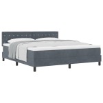 vidaXL Pat cu Arcuri și Saltea Gri închis 180 x 200 cm țesătură vidaXL Pat cu Arcuri și Saltea Gri închis 180 x 200 cm țesătură