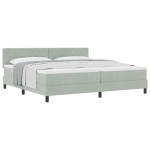 vidaXL Pat cu Arcuri și Saltea Gri deschis 200 x 200 cm țesătură vidaXL Pat cu Arcuri și Saltea Gri deschis 200 x 200 cm țesătură