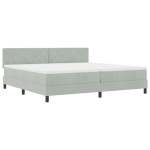 vidaXL Pat cu Arcuri și Saltea Gri deschis 200 x 200 cm țesătură vidaXL Pat cu Arcuri și Saltea Gri deschis 200 x 200 cm țesătură