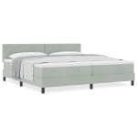 vidaXL Pat cu Arcuri și Saltea Gri deschis 200 x 200 cm țesătură vidaXL Pat cu Arcuri și Saltea Gri deschis 200 x 200 cm țesătură