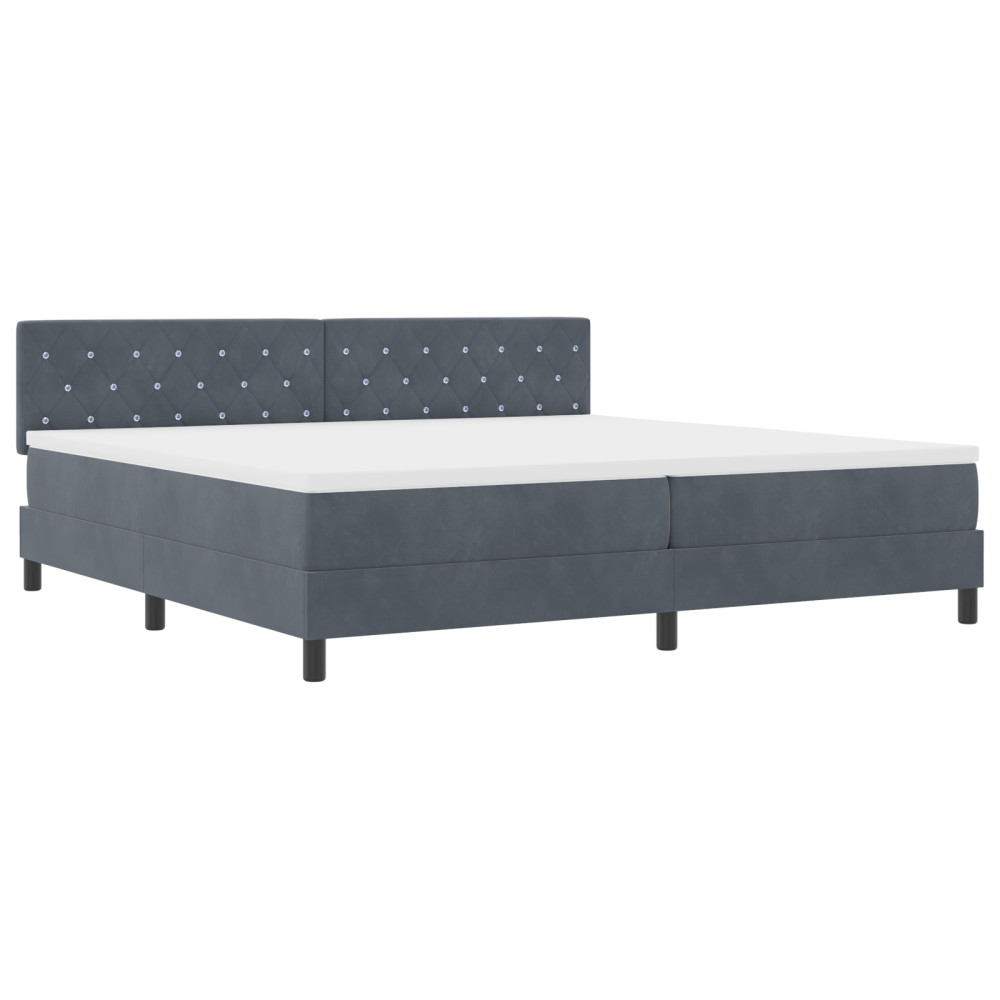 vidaXL Pat cu Arcuri și Saltea Gri închis 200 x 200 cm țesătură