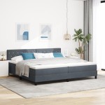 vidaXL Pat cu Arcuri și Saltea Gri închis 200 x 200 cm țesătură vidaXL Pat cu Arcuri și Saltea Gri închis 200 x 200 cm țesătură