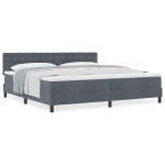 vidaXL Pat cu Arcuri și Saltea Gri închis 200 x 200 cm țesătură vidaXL Pat cu Arcuri și Saltea Gri închis 200 x 200 cm țesătură
