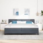 vidaXL Pat cu Arcuri și Saltea Gri închis 200 x 200 cm țesătură vidaXL Pat cu Arcuri și Saltea Gri închis 200 x 200 cm țesătură