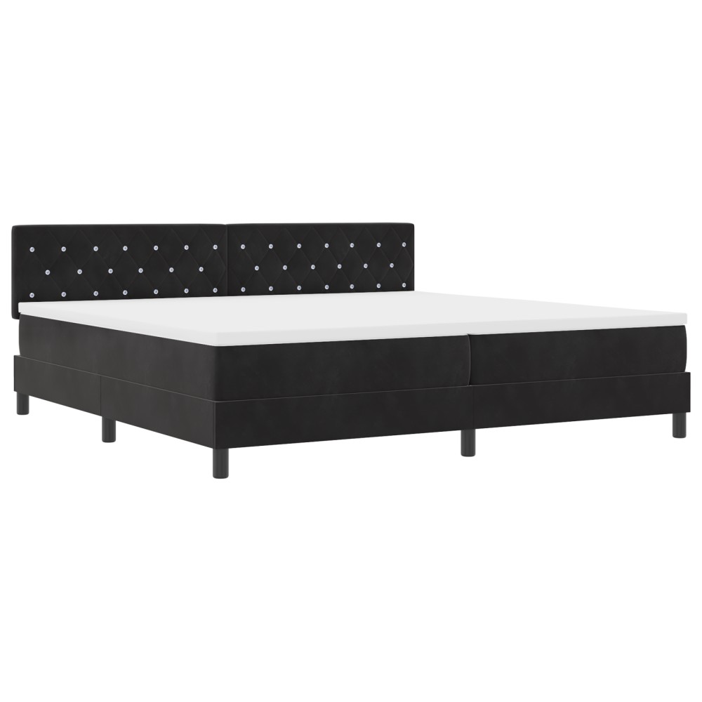 vidaXL Pat cu Arcuri și Saltea cu saltea Negru 200 x 200 cm țesătură