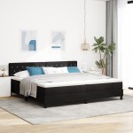 vidaXL Pat cu Arcuri și Saltea cu saltea Negru 200 x 200 cm țesătură vidaXL Pat cu Arcuri și Saltea cu saltea Negru 200 x 200 cm țesătură