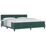 vidaXL Pat cu Arcuri și Saltea Verde închis 200 x 200 cm țesătură vidaXL Pat cu Arcuri și Saltea Verde închis 200 x 200 cm țesătură