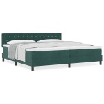 vidaXL Pat cu Arcuri și Saltea Verde închis 200 x 200 cm țesătură vidaXL Pat cu Arcuri și Saltea Verde închis 200 x 200 cm țesătură