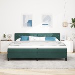 vidaXL Pat cu Arcuri și Saltea Verde închis 200 x 200 cm țesătură vidaXL Pat cu Arcuri și Saltea Verde închis 200 x 200 cm țesătură