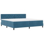 vidaXL Pat cu Arcuri și Saltea Albastru închis 200 x 200 cm țesătură vidaXL Pat cu Arcuri și Saltea Albastru închis 200 x 200 cm țesătură