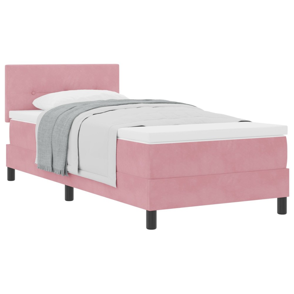 vidaXL Pat cu Arcuri și Saltea cu saltea Roz 80 x 200 cm țesătură