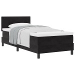 vidaXL Pat cu Arcuri și Saltea cu saltea Negru 90 x 190 cm țesătură vidaXL Pat cu Arcuri și Saltea cu saltea Negru 90 x 190 cm țesătură