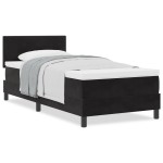vidaXL Pat cu Arcuri și Saltea cu saltea Negru 90 x 190 cm țesătură vidaXL Pat cu Arcuri și Saltea cu saltea Negru 90 x 190 cm țesătură