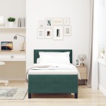 vidaXL Pat cu Arcuri și Saltea Verde închis 90 x 190 cm țesătură vidaXL Pat cu Arcuri și Saltea Verde închis 90 x 190 cm țesătură