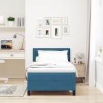 vidaXL Pat cu Arcuri și Saltea Albastru închis 90 x 190 cm țesătură vidaXL Pat cu Arcuri și Saltea Albastru închis 90 x 190 cm țesătură