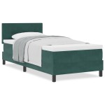 vidaXL Pat cu Arcuri și Saltea Verde închis 90 x 200 cm țesătură vidaXL Pat cu Arcuri și Saltea Verde închis 90 x 200 cm țesătură