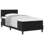 vidaXL Pat cu Arcuri și Saltea cu saltea Negru 100 x 200 cm țesătură vidaXL Pat cu Arcuri și Saltea cu saltea Negru 100 x 200 cm țesătură