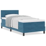 vidaXL Pat cu Arcuri și Saltea Albastru închis 100 x 200 cm țesătură vidaXL Pat cu Arcuri și Saltea Albastru închis 100 x 200 cm țesătură