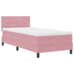 vidaXL Pat cu Arcuri și Saltea cu saltea Roz 100 x 200 cm țesătură vidaXL Pat cu Arcuri și Saltea cu saltea Roz 100 x 200 cm țesătură