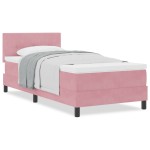 vidaXL Pat cu Arcuri și Saltea cu saltea Roz 100 x 200 cm țesătură vidaXL Pat cu Arcuri și Saltea cu saltea Roz 100 x 200 cm țesătură