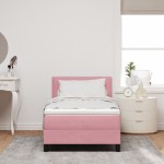 vidaXL Pat cu Arcuri și Saltea cu saltea Roz 100 x 200 cm țesătură vidaXL Pat cu Arcuri și Saltea cu saltea Roz 100 x 200 cm țesătură
