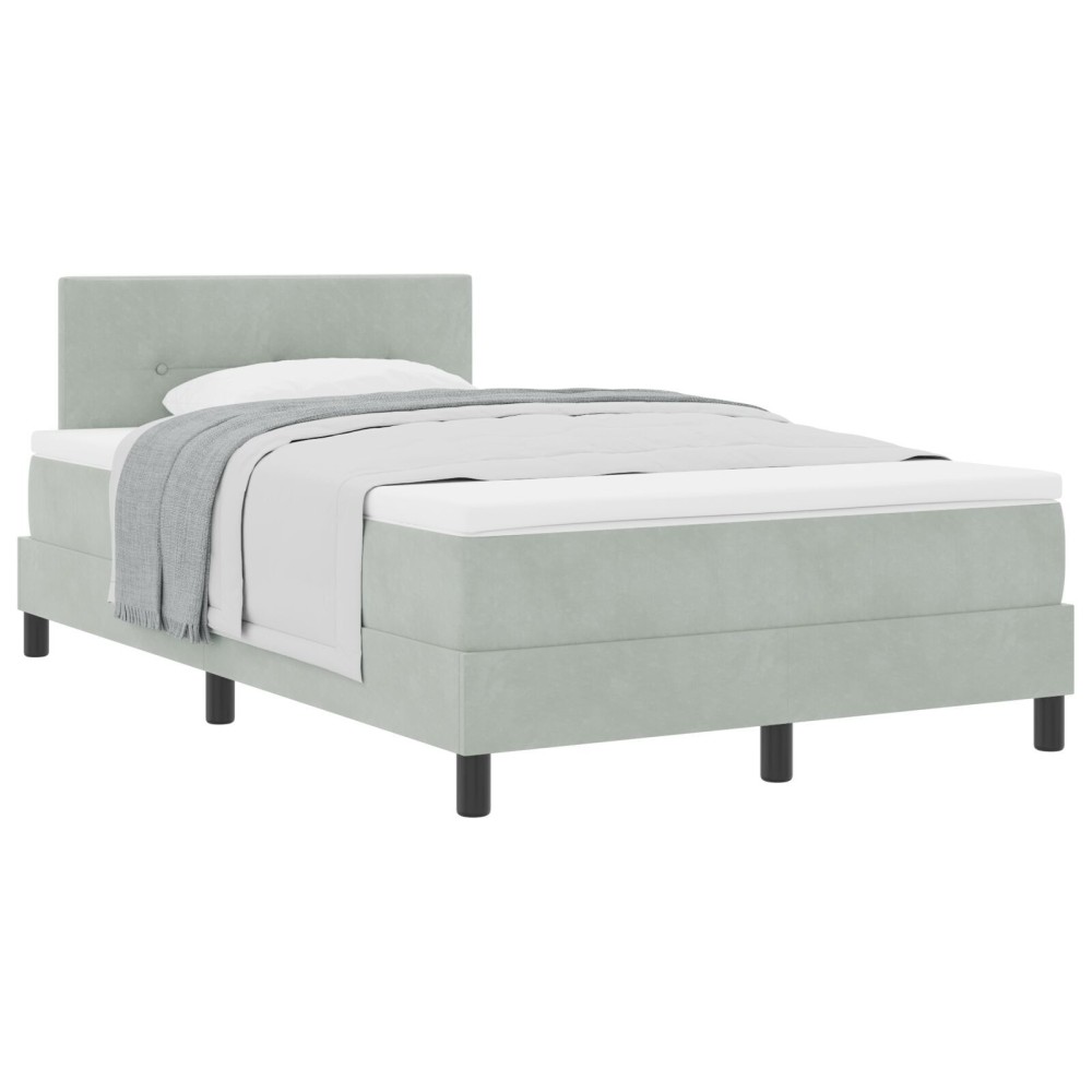 vidaXL Pat cu Arcuri și Saltea Gri deschis 120 x 200 cm țesătură