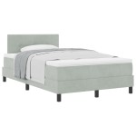 vidaXL Pat cu Arcuri și Saltea Gri deschis 120 x 200 cm țesătură vidaXL Pat cu Arcuri și Saltea Gri deschis 120 x 200 cm țesătură