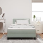 vidaXL Pat cu Arcuri și Saltea Gri deschis 120 x 200 cm țesătură vidaXL Pat cu Arcuri și Saltea Gri deschis 120 x 200 cm țesătură