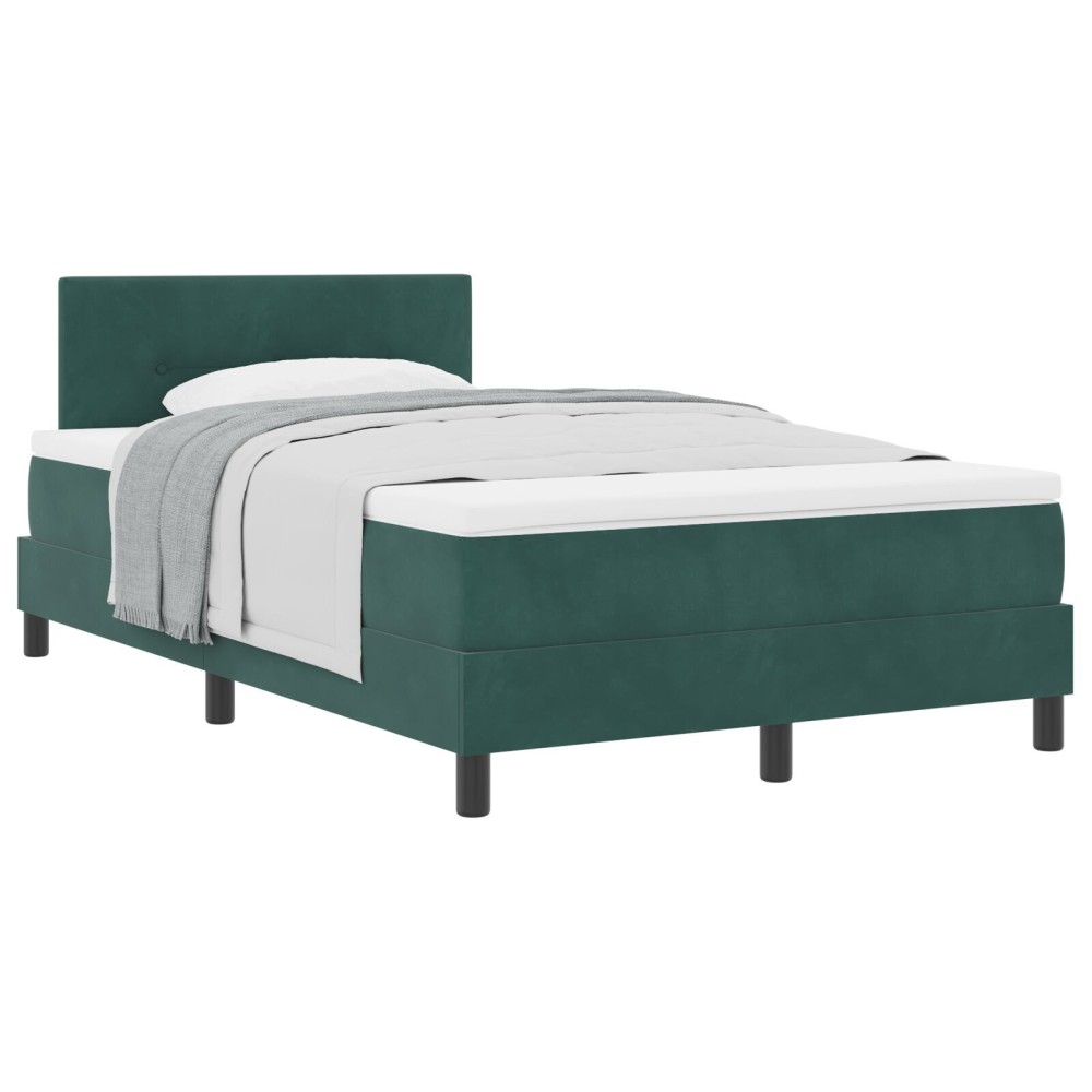 vidaXL Pat cu Arcuri și Saltea Verde închis 120 x 200 cm țesătură