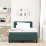 vidaXL Pat cu Arcuri și Saltea Verde închis 120 x 200 cm țesătură vidaXL Pat cu Arcuri și Saltea Verde închis 120 x 200 cm țesătură