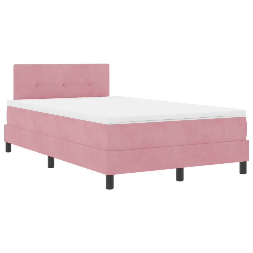 vidaXL Pat cu Arcuri și Saltea cu saltea Roz 120 x 200 cm țesătură