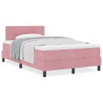 vidaXL Pat cu Arcuri și Saltea cu saltea Roz 120 x 200 cm țesătură vidaXL Pat cu Arcuri și Saltea cu saltea Roz 120 x 200 cm țesătură