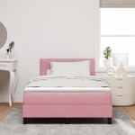 vidaXL Pat cu Arcuri și Saltea cu saltea Roz 120 x 200 cm țesătură vidaXL Pat cu Arcuri și Saltea cu saltea Roz 120 x 200 cm țesătură