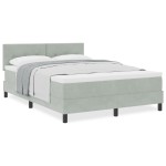 vidaXL Pat cu Arcuri și Saltea Gri deschis 140 x 200 cm țesătură vidaXL Pat cu Arcuri și Saltea Gri deschis 140 x 200 cm țesătură