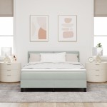 vidaXL Pat cu Arcuri și Saltea Gri deschis 140 x 200 cm țesătură vidaXL Pat cu Arcuri și Saltea Gri deschis 140 x 200 cm țesătură