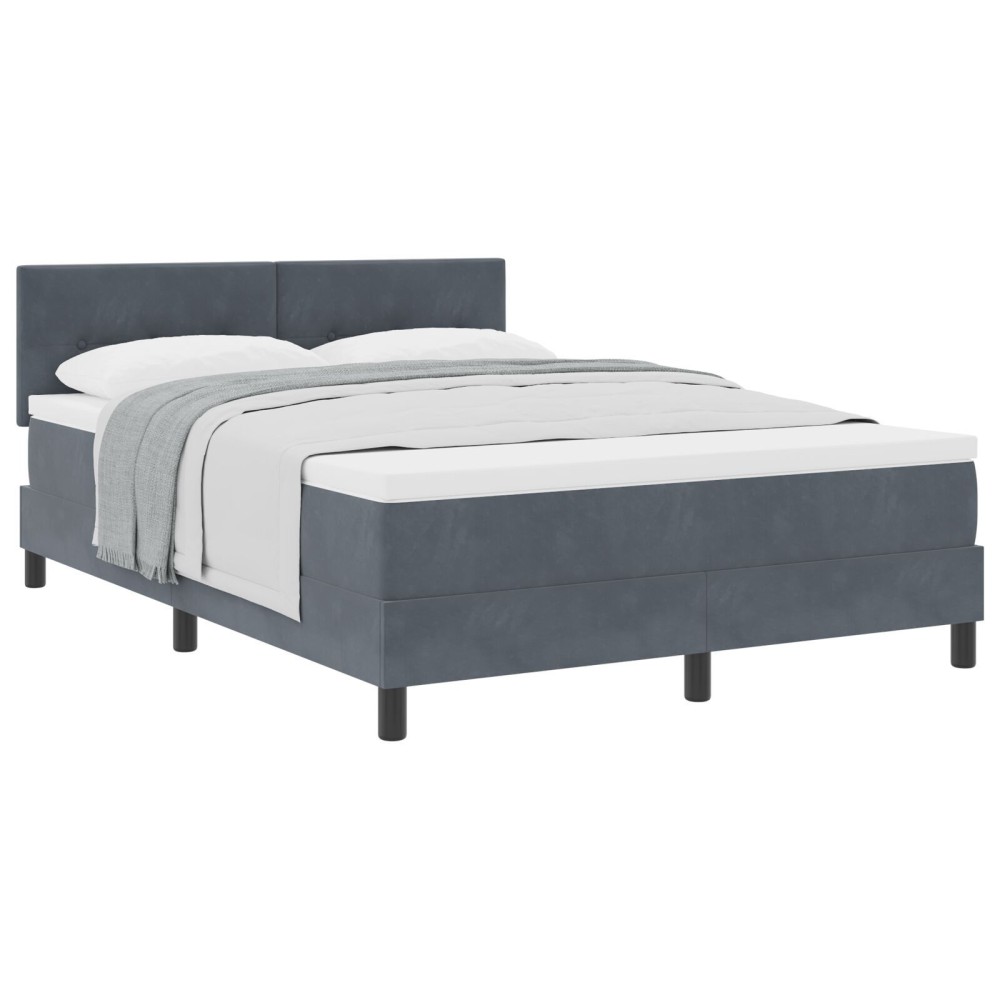 vidaXL Pat cu Arcuri și Saltea Gri închis 140 x 200 cm țesătură