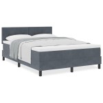 vidaXL Pat cu Arcuri și Saltea Gri închis 140 x 200 cm țesătură vidaXL Pat cu Arcuri și Saltea Gri închis 140 x 200 cm țesătură