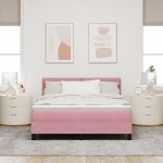 vidaXL Pat cu Arcuri și Saltea cu saltea Roz 160 x 200 cm țesătură vidaXL Pat cu Arcuri și Saltea cu saltea Roz 160 x 200 cm țesătură