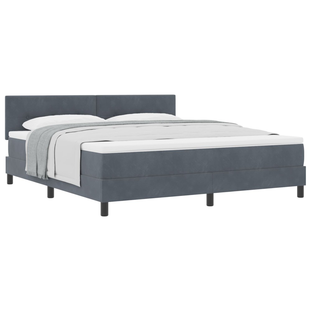 vidaXL Pat cu Arcuri și Saltea Gri închis 180 x 200 cm țesătură