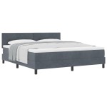 vidaXL Pat cu Arcuri și Saltea Gri închis 180 x 200 cm țesătură