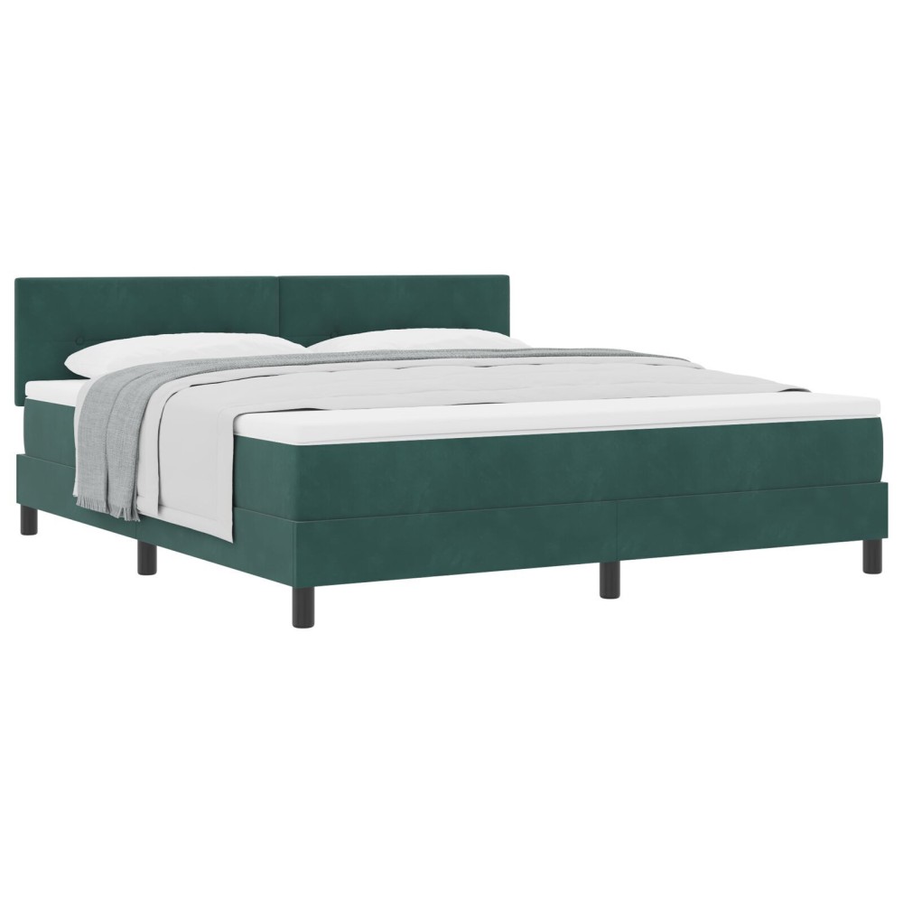 vidaXL Pat cu Arcuri și Saltea Verde închis 180 x 200 cm țesătură
