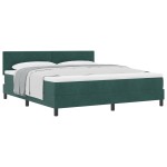 vidaXL Pat cu Arcuri și Saltea Verde închis 180 x 200 cm țesătură vidaXL Pat cu Arcuri și Saltea Verde închis 180 x 200 cm țesătură