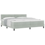 vidaXL Pat cu Arcuri și Saltea Gri deschis 200 x 200 cm țesătură vidaXL Pat cu Arcuri și Saltea Gri deschis 200 x 200 cm țesătură