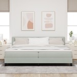 vidaXL Pat cu Arcuri și Saltea Gri deschis 200 x 200 cm țesătură vidaXL Pat cu Arcuri și Saltea Gri deschis 200 x 200 cm țesătură
