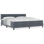 vidaXL Pat cu Arcuri și Saltea Gri închis 200 x 200 cm țesătură