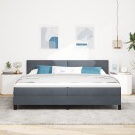 vidaXL Pat cu Arcuri și Saltea Gri închis 200 x 200 cm țesătură