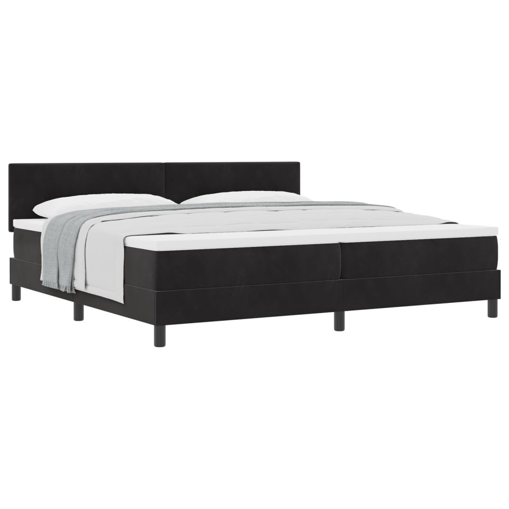 vidaXL Pat cu Arcuri și Saltea cu saltea Negru 200 x 200 cm țesătură