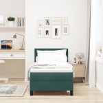 vidaXL Pat cu Arcuri și Saltea Verde închis 80 x 200 cm țesătură vidaXL Pat cu Arcuri și Saltea Verde închis 80 x 200 cm țesătură