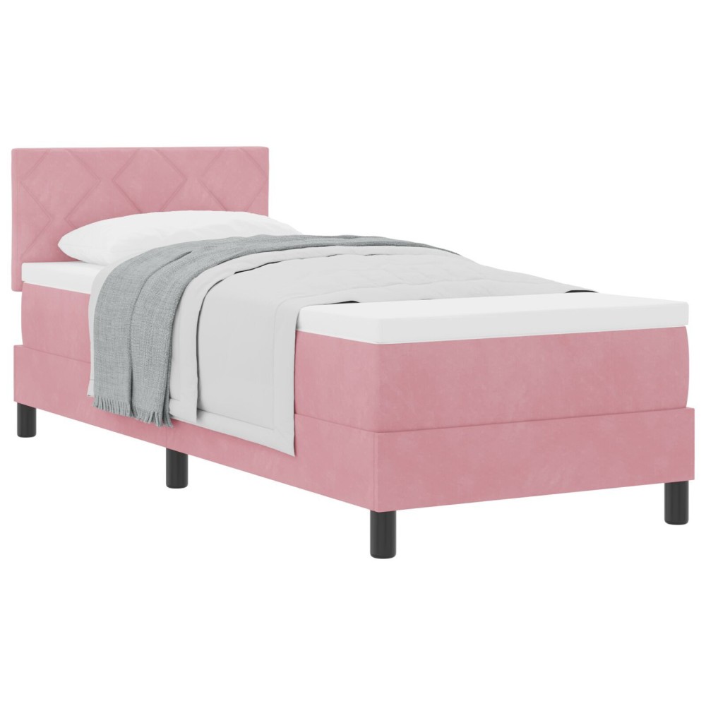 vidaXL Pat cu Arcuri și Saltea cu saltea Roz 80 x 200 cm țesătură